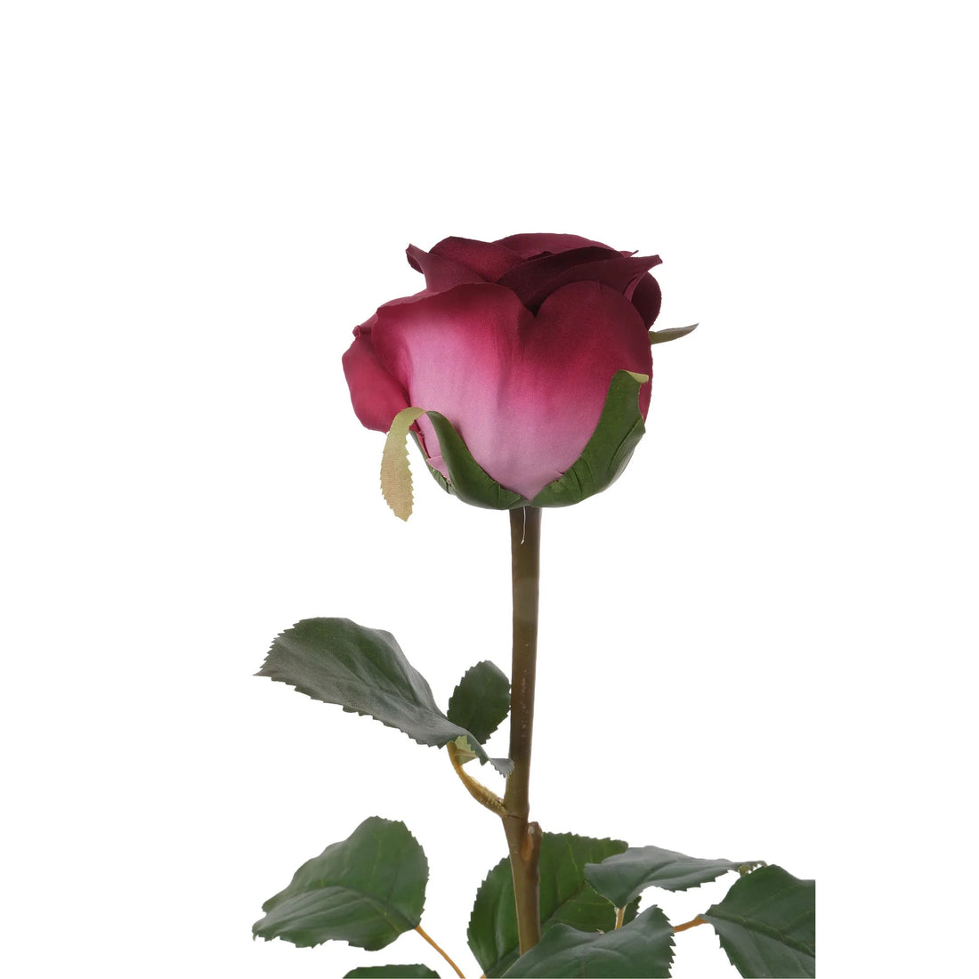 Rosa artificial Cerrada de 66 cm, color burdeos