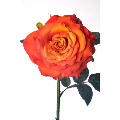 Rosa artificial Grande de 74 cm, color naranja