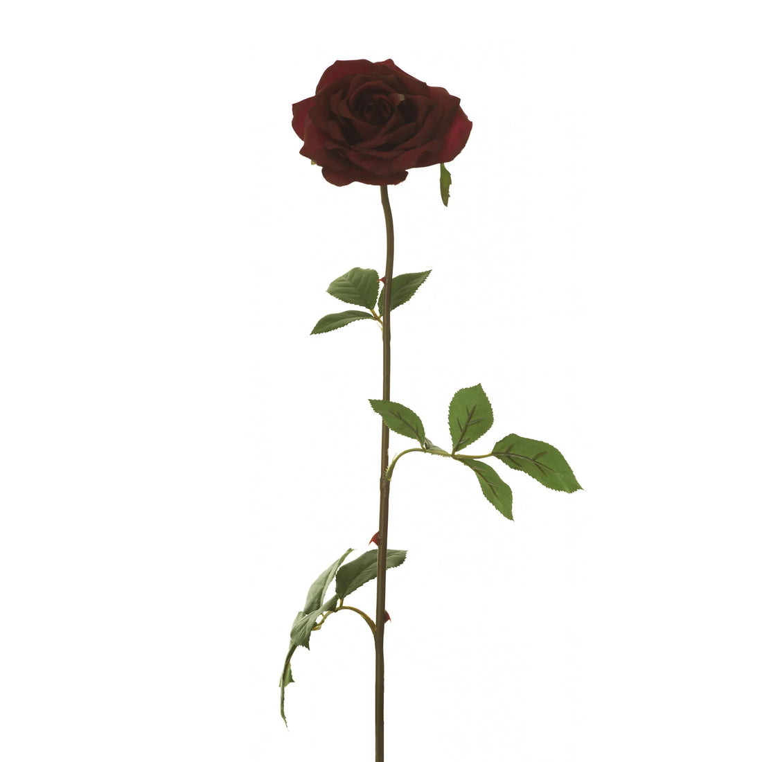 Rosa artificial Mediana de 66 cm, color burdeos