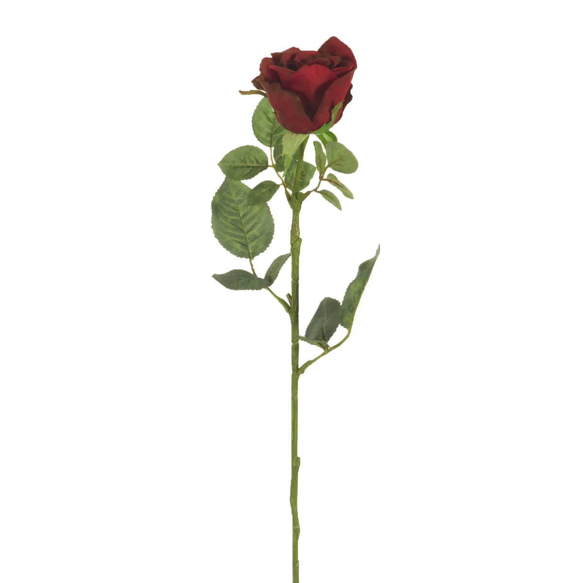 Rosa artificial Pequeña de 73 cm, color burdeos
