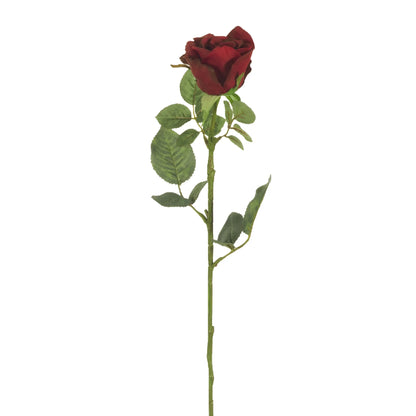 Rosa artificial Pequeña de 73 cm, color burdeos
