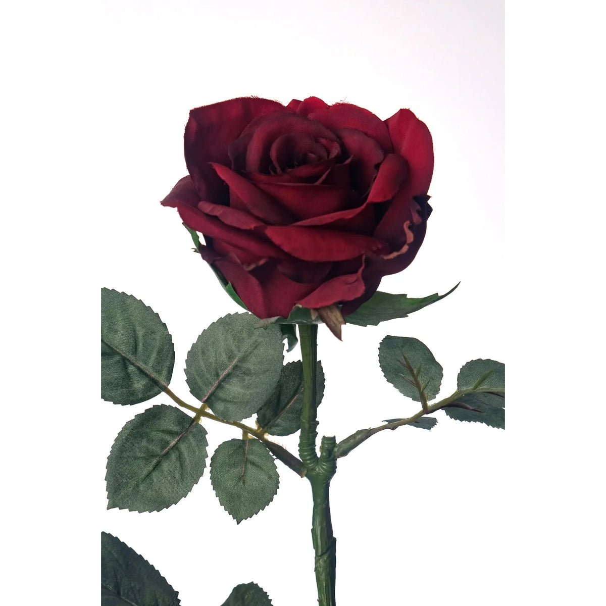 Rosa artificial Pequeña de 73 cm, color burdeos