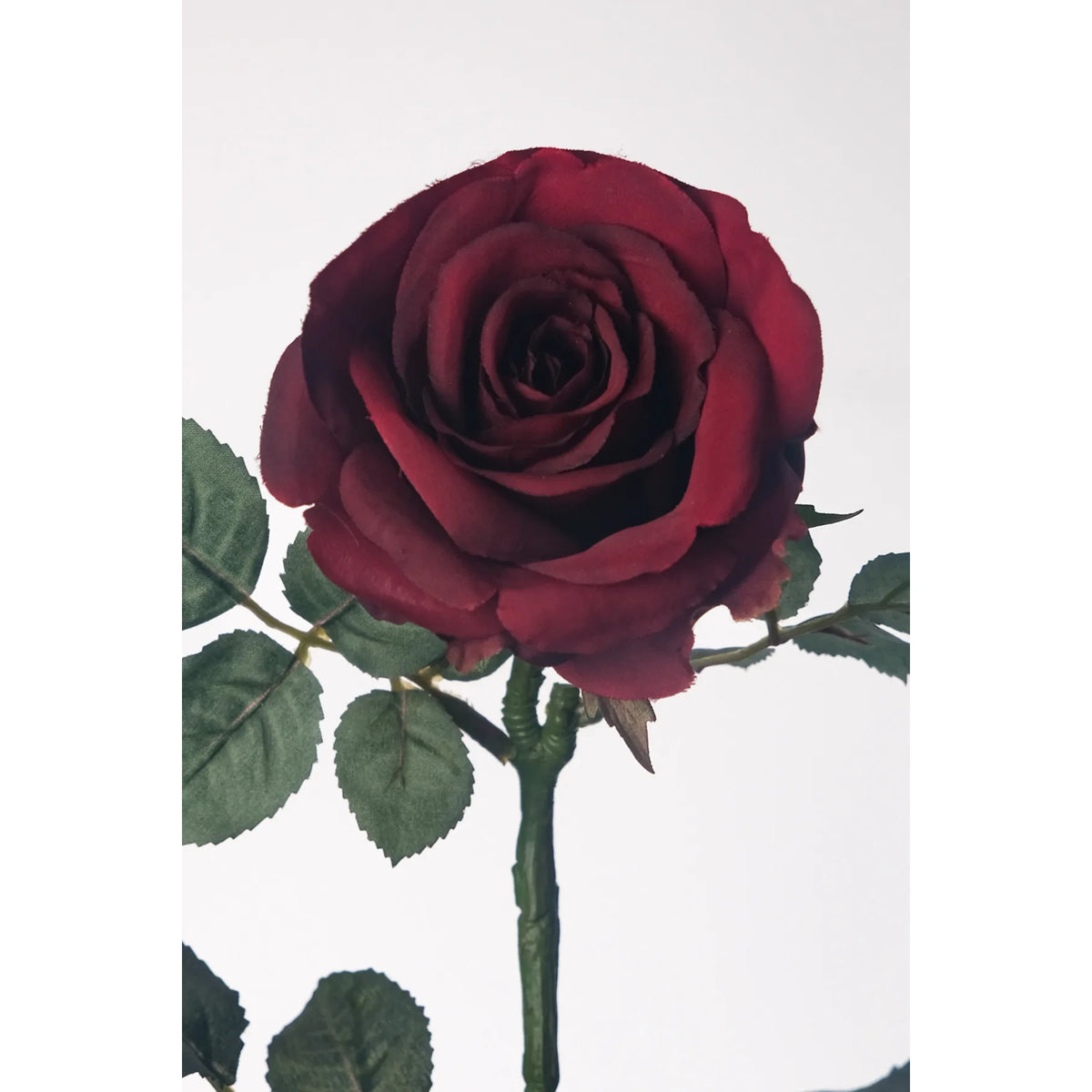 Rosa artificial Pequeña de 73 cm, color burdeos