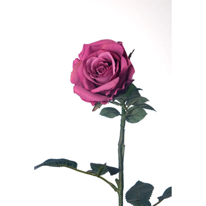 Rosa artificial Pequeña de 73 cm, color rosa fuerte