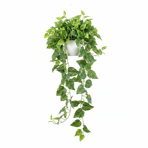 Scindapsus artificial colgante ignífugo verde y amarillo de 60 cm