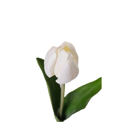 Tulipán artificial de 43 cm, color blanco