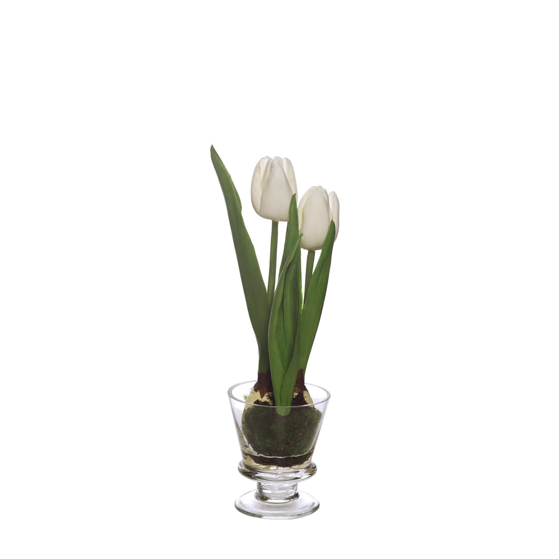 Tulipán artificial en Cristal con Agua Sólida de 31 cm, color blanco