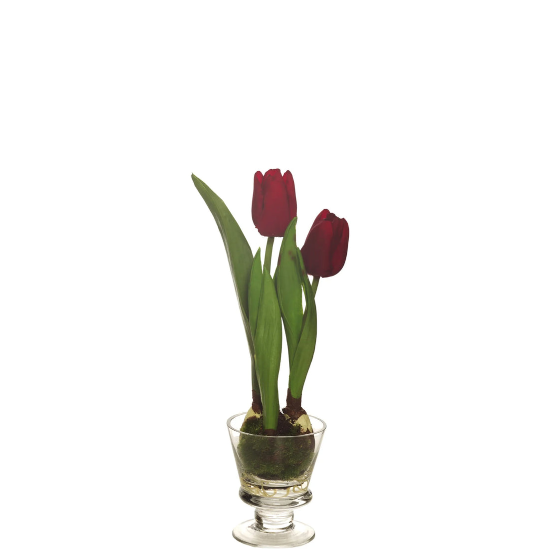 Tulipán artificial en Cristal con Agua Sólida de 31 cm, color rojo
