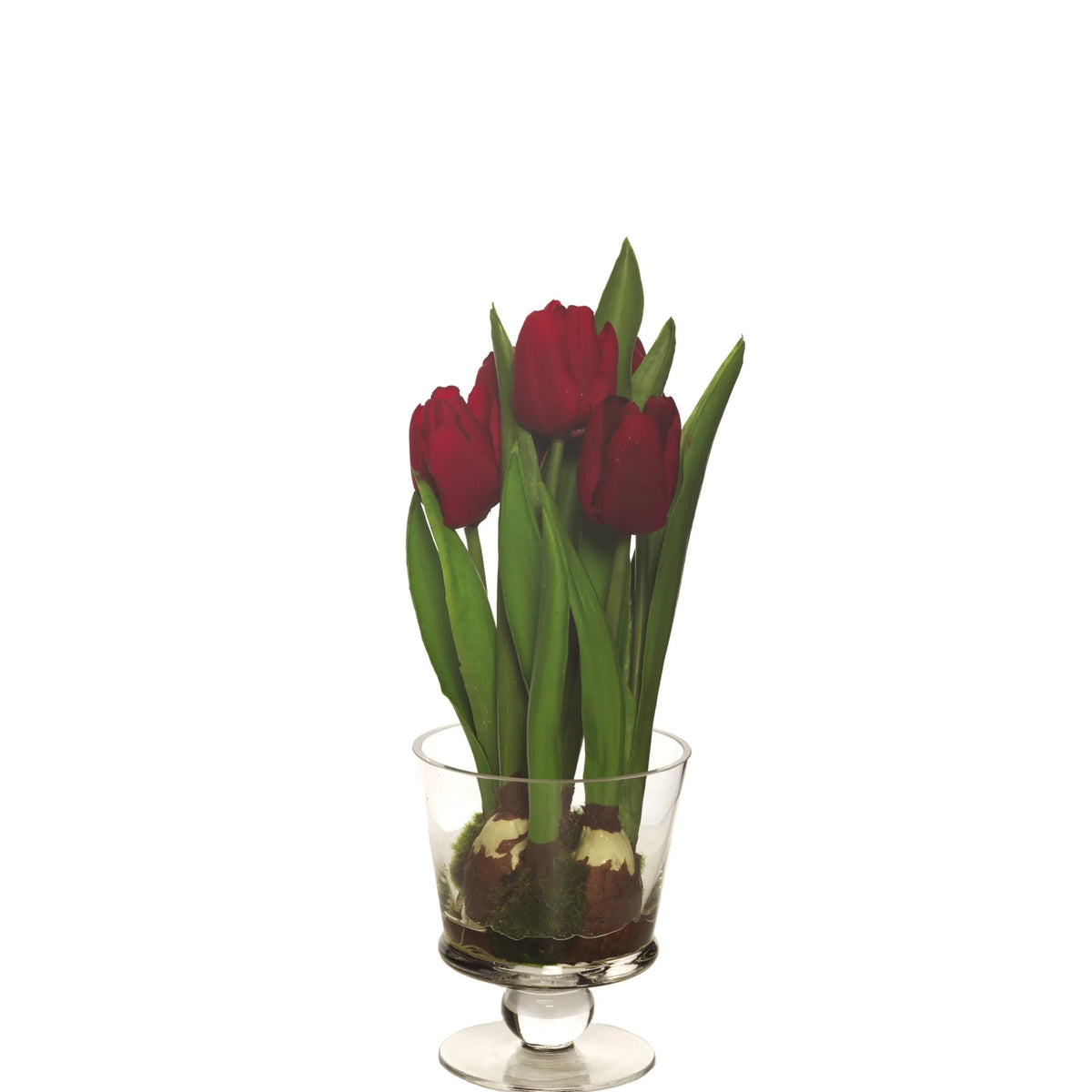 Tulipán artificial en Cristal con Agua Sólida de 33 cm, color rojo