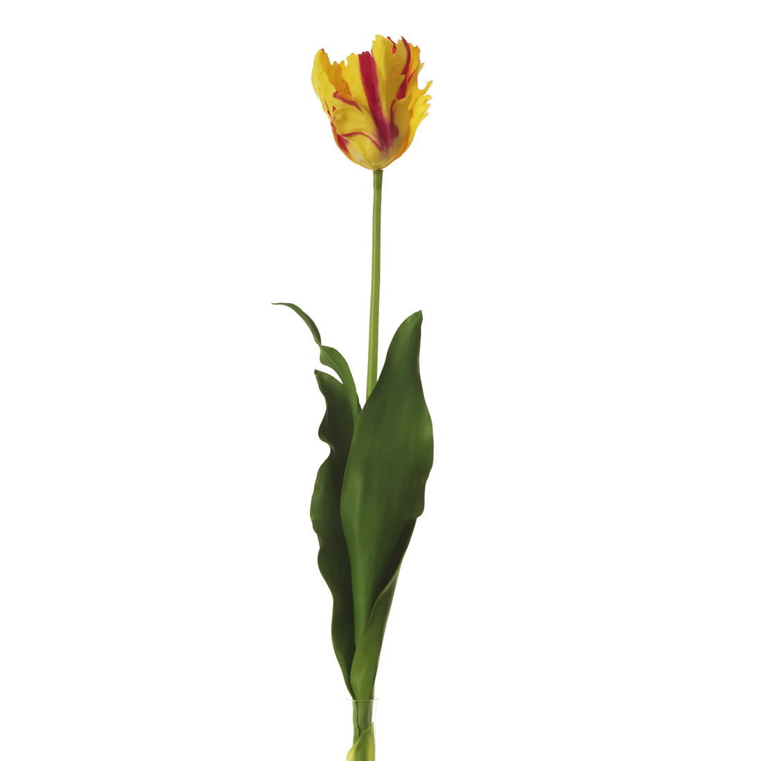 Tulipán Parrot artificial Abierto de 75 cm, color amarillo