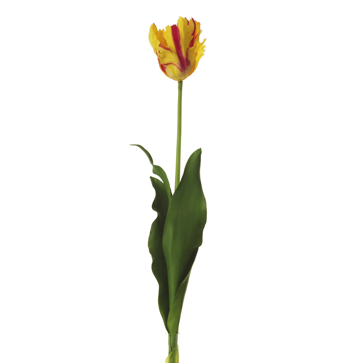 Tulipán Parrot artificial Abierto de 75 cm, color amarillo