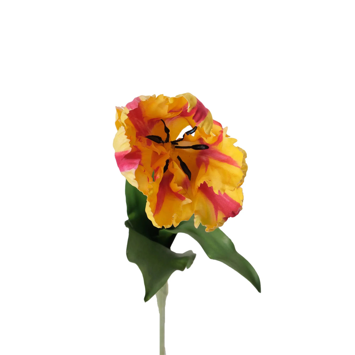 Tulipán Parrot artificial Abierto de 75 cm, color amarillo