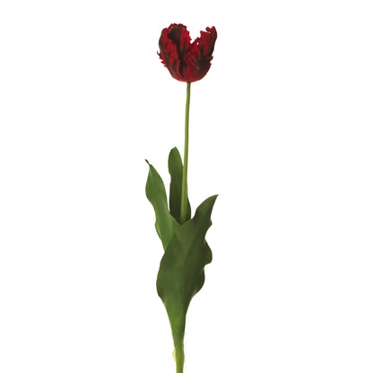 Tulipán Parrot artificial Abierto de 75 cm, color rojo