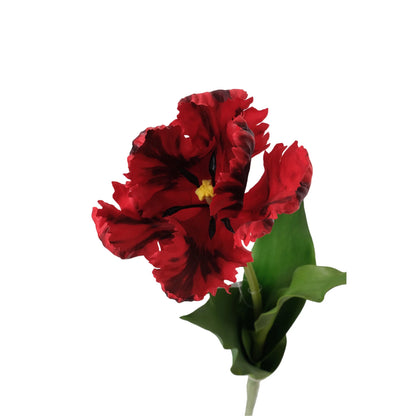 Tulipán Parrot artificial Abierto de 75 cm, color rojo