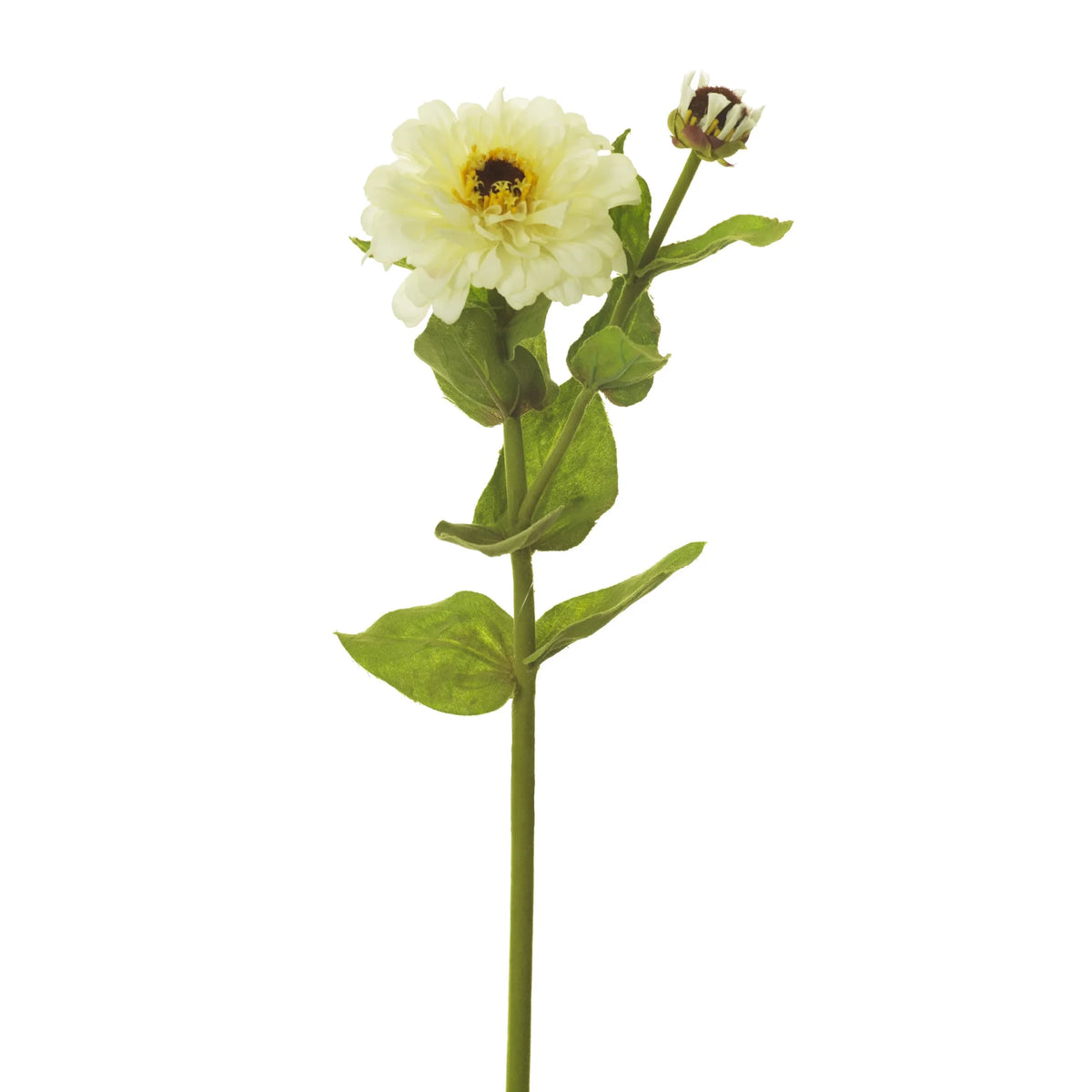 Zinnia artificial de 69 cm, color blanco